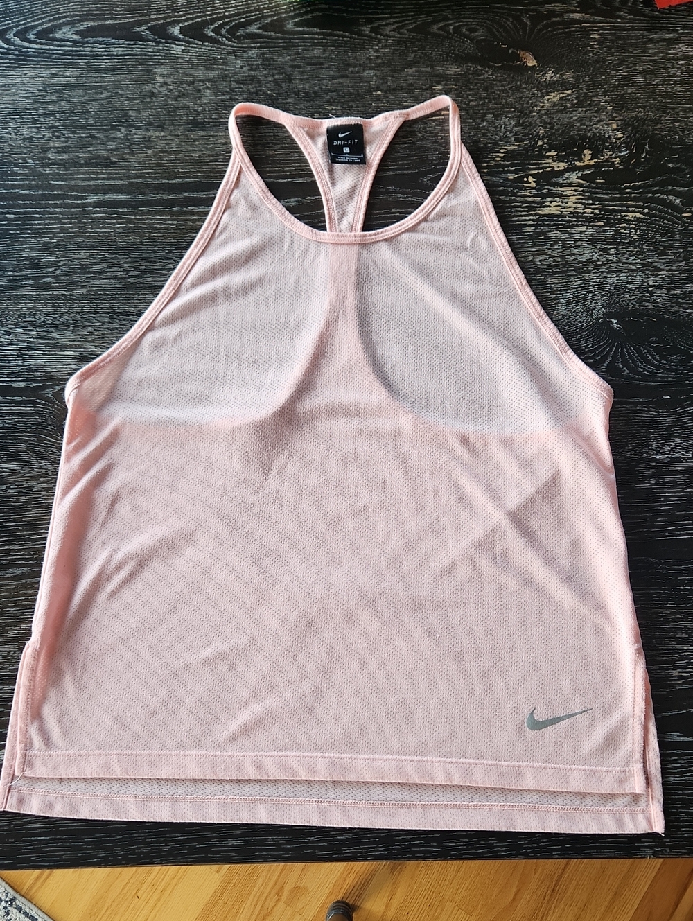 Nike Women's Pale Pink Racerback Tank Top with Swoosh